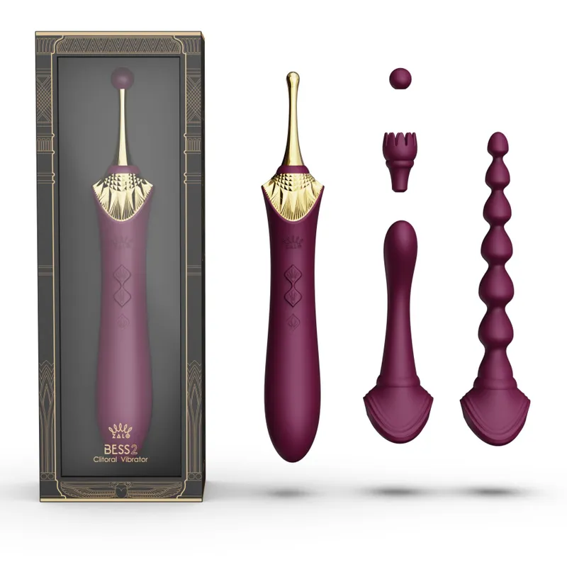 Мультифункціональний вібратор Zalo Bess 2 Velvet Purple, 4 насадки, підігрів