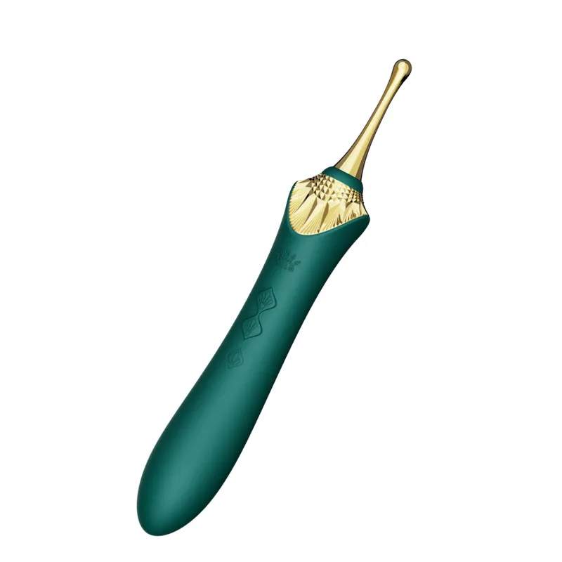 Мультифункціональний вібратор Zalo Bess 2 Turquoise Green, 4 насадки, підігрів