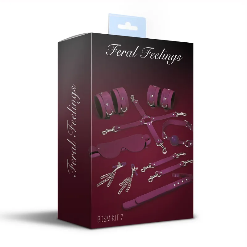 Набір BDSM Feral Feelings BDSM Kit 7 Burgundy, 7 предметів
