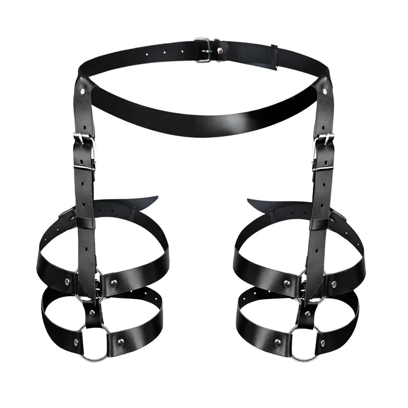 Шкіряні гартери Art of Sex - Melani Leather garters, чорні, XS-M