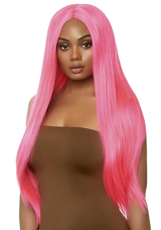 Перука Leg Avenue Long straight center part wig, неоновий рожевий, 83 см