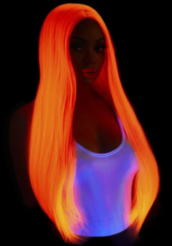 Перука Leg Avenue Long straight center part wig, неоновий рожевий, 83 см