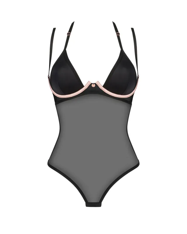 Боді Obsessive Selinne teddy M/L Black, дрібна сітка