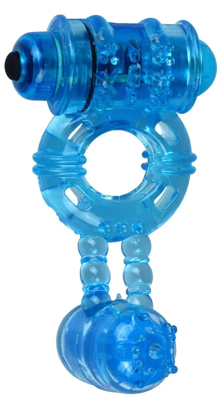 Ерекційне віброкільце Alive: Double Ding Ring Blue