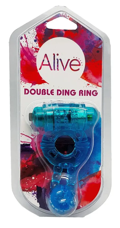 Ерекційне віброкільце Alive: Double Ding Ring Blue