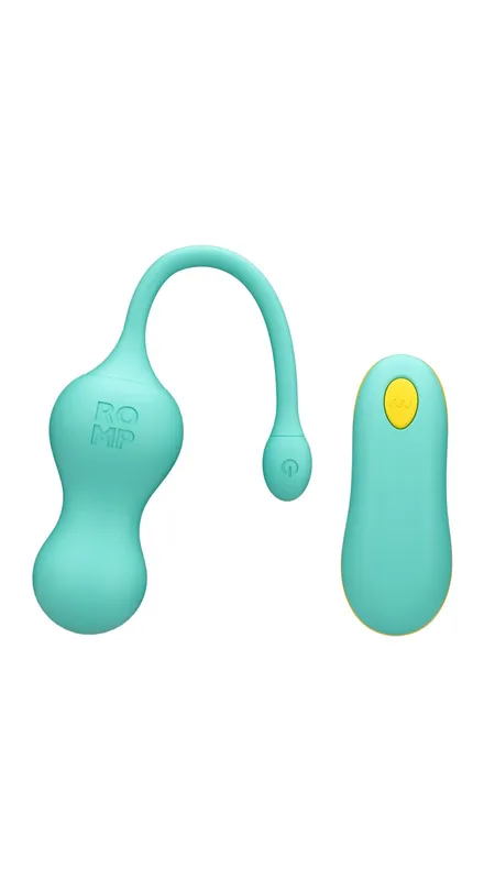 Віброяйце Romp Cello Light Teal з пультом керування, водонепроникне