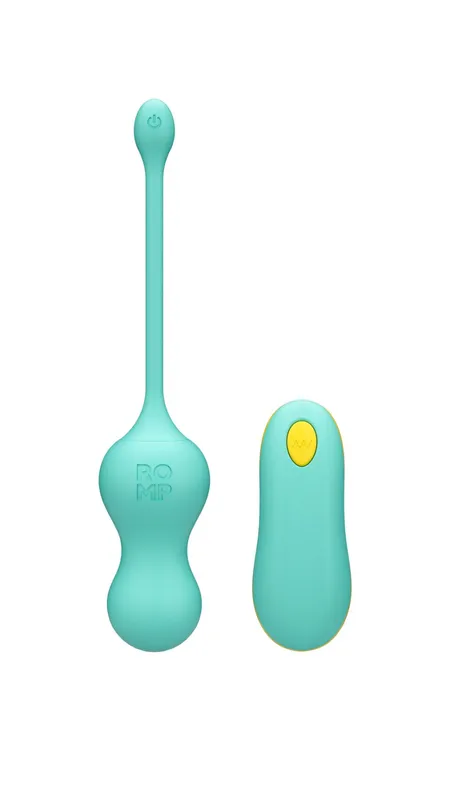 Віброяйце Romp Cello Light Teal з пультом керування, водонепроникне