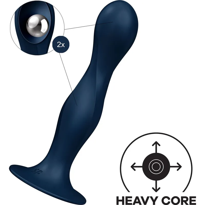 Дилдо Satisfyer Double Ball-R Dark Blue, унісекс, з рухомими кульками всередині