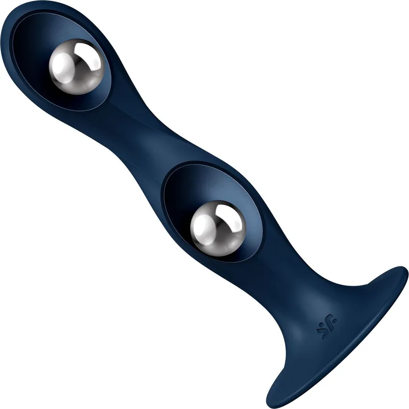 Дилдо Satisfyer Double Ball-R Dark Blue, унісекс, з рухомими кульками всередині