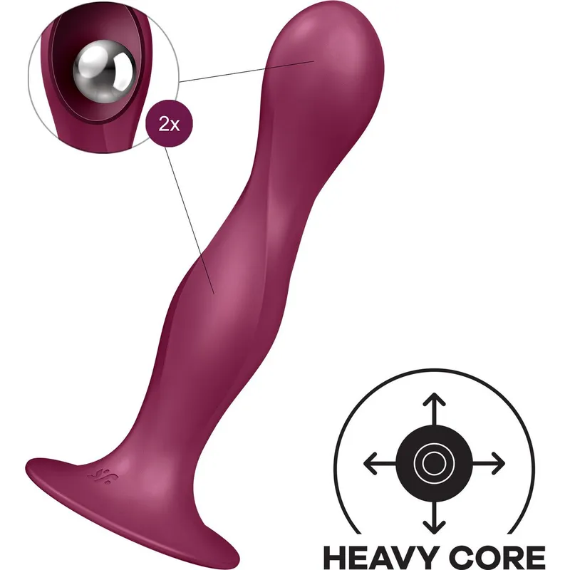 Дилдо Satisfyer Double Ball-R, унісекс, з рухомими кульками всередині, на присосці