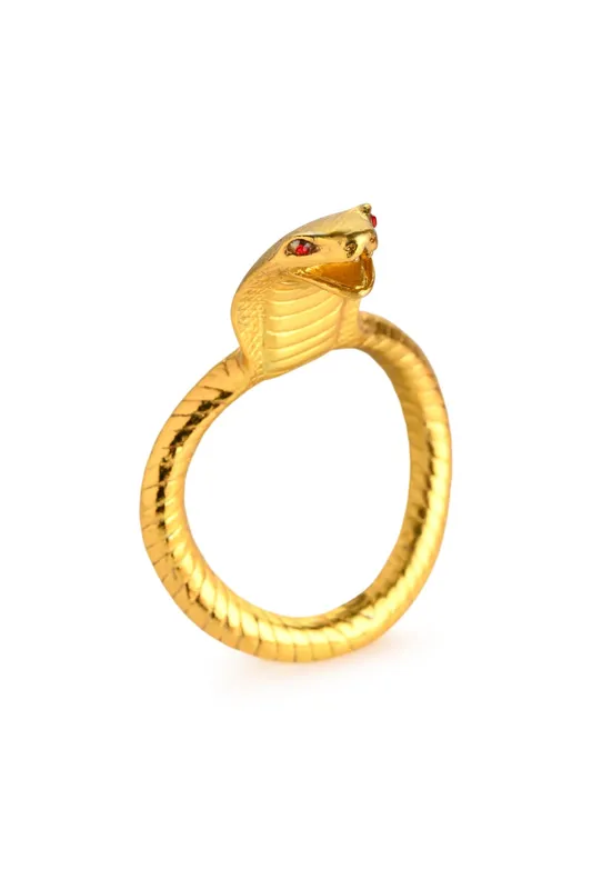Ерекційне кільце Master Series Cobra King Golden Cock Ring з головою кобри