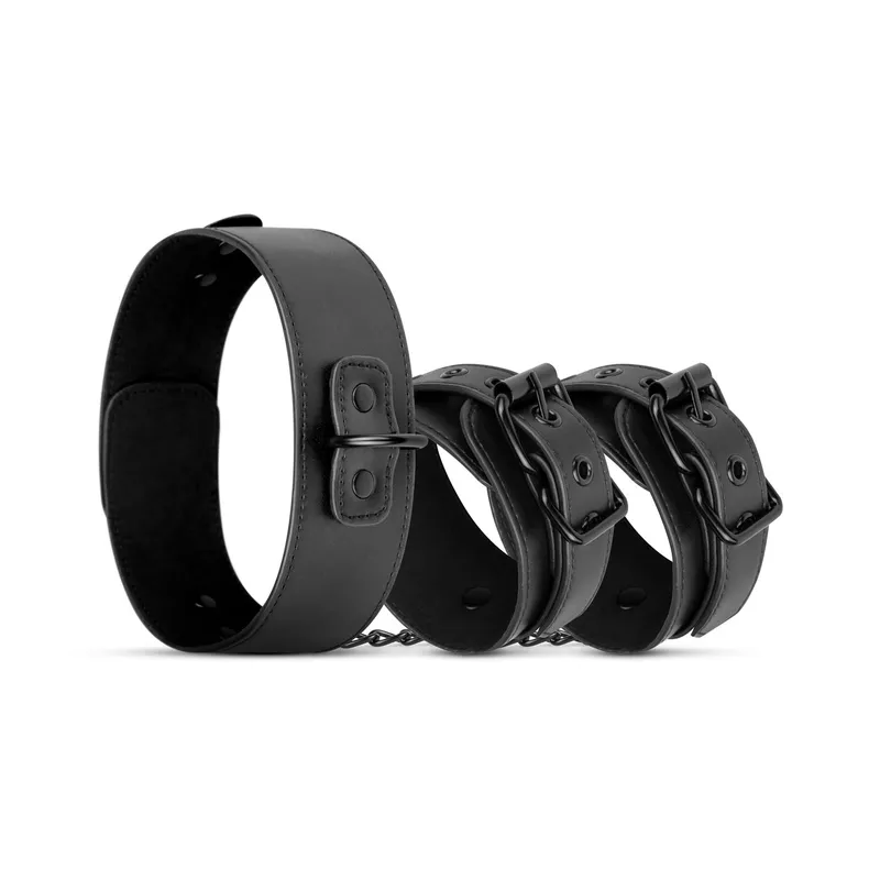 Набір Bedroom Fantasies Collar & Wrist Cuffs: наручники з нашийником, чорні