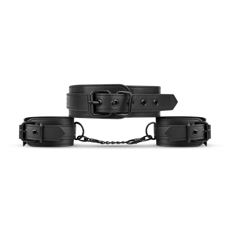 Набір Bedroom Fantasies Collar & Wrist Cuffs: наручники з нашийником, чорні