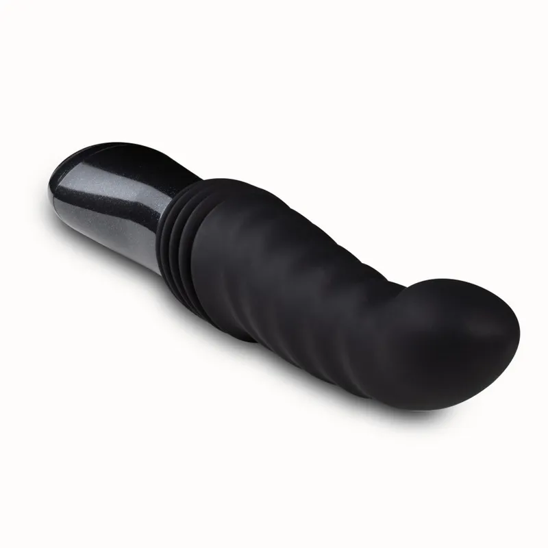 Пульсатор Blush Temptasia – Lazarus Thrusting Dildo, чорний, ребристий стовбур, 3 швидкості