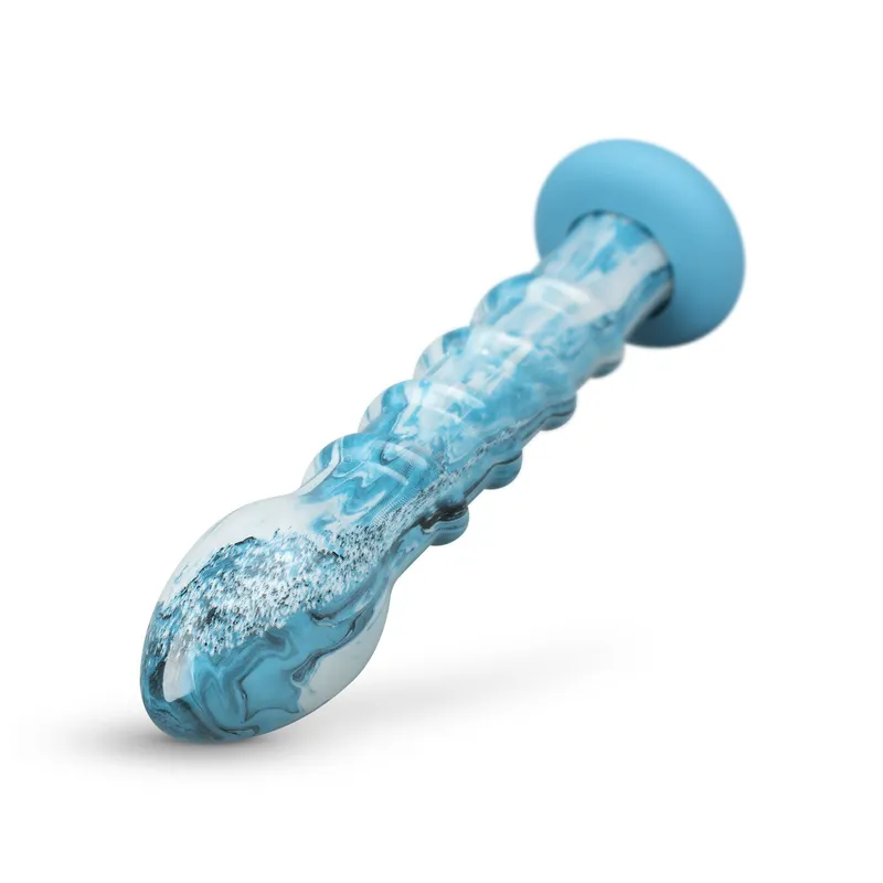 Скляний дилдо Gildo Ocean Wave з силіконовою основою