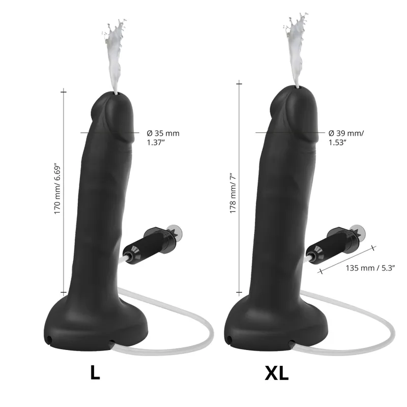 Фалоімітатор із сім'явипорскуванням Strap-On-Me Squirting Cum Dildo Realistic Black