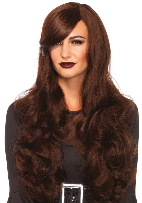 Перука хвиляста з косою чубчиком Leg Avenue Long Wavy Wig, 68 см, коричнева