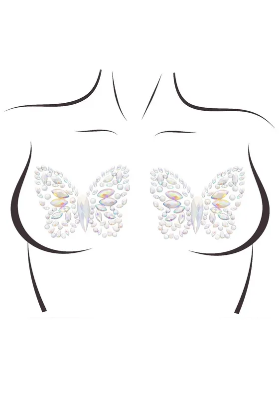 Пестис-метелики Leg Avenue Chrysallis nipple sticker, кристали, світяться у темряві