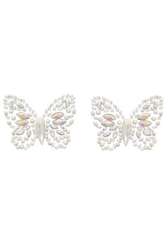 Пестис-метелики Leg Avenue Chrysallis nipple sticker, кристали, світяться у темряві