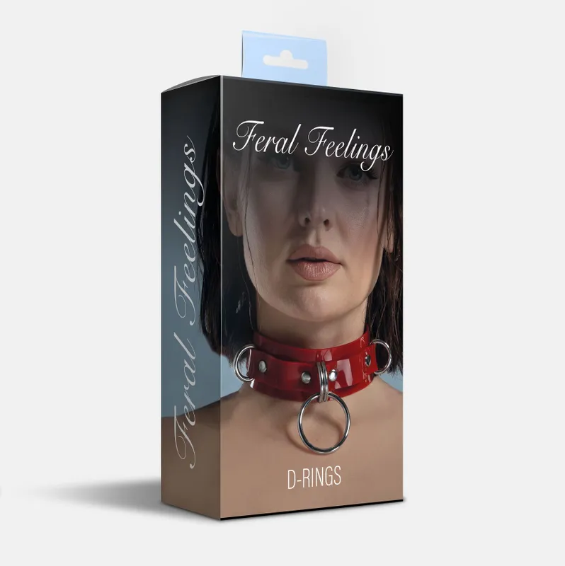 Чокер-нашийник Feral Feelings D-Rings Red з кільцями для фіксації