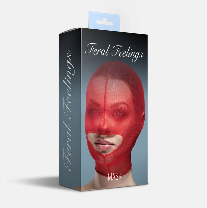 Маска-шолом Feral Feelings Hood Mask Red з відкритим ротом