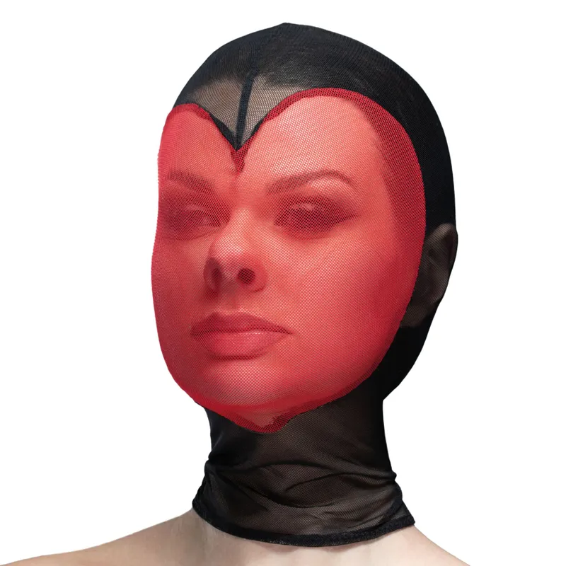 Маска Feral Feelings Hearts Hood Mask, червона з чорним контуром серця