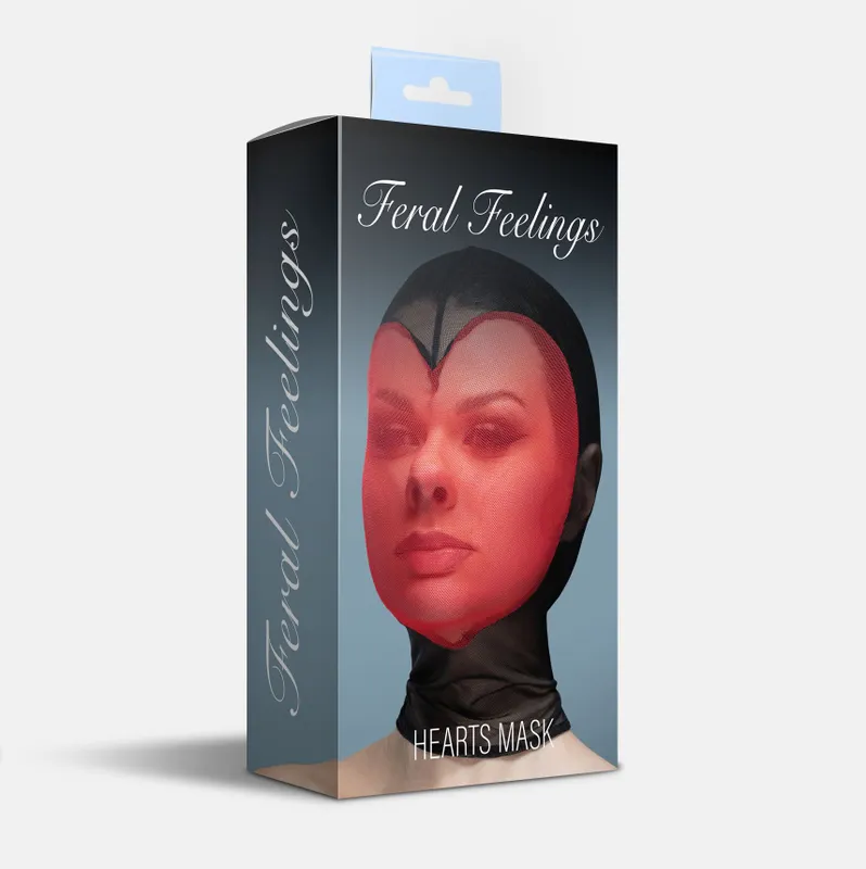 Маска Feral Feelings Hearts Hood Mask, червона з чорним контуром серця