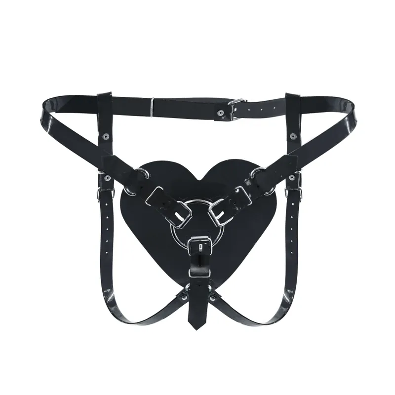 Трусики-страпон Feral Feelings Hearts Strap-on Belt Black, у формі серця