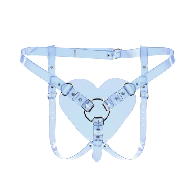 Трусики-страпон Feral Feelings Hearts Strap-on Belt у формі серця, прозорий ПВХ