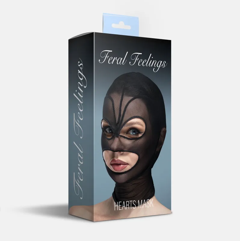 Маска Feral Feelings Hearts Hood Mask з контуром серця, чорна