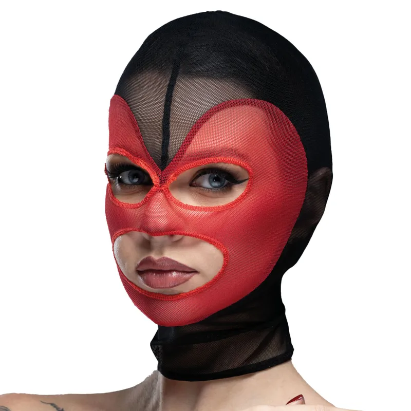 Маска Feral Feelings Hearts Hood Mask, чорно-червона