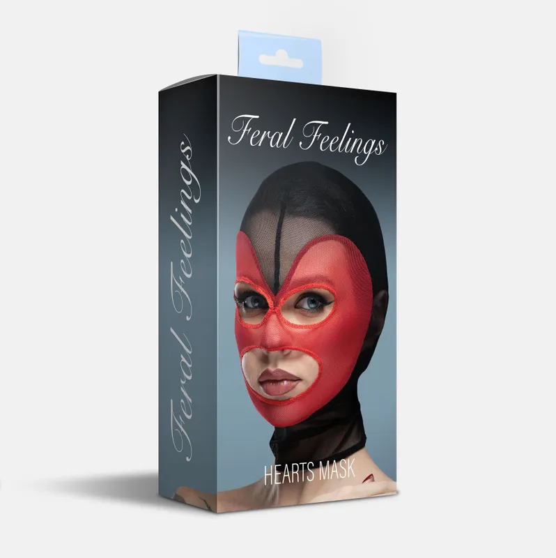 Маска Feral Feelings Hearts Hood Mask, чорно-червона
