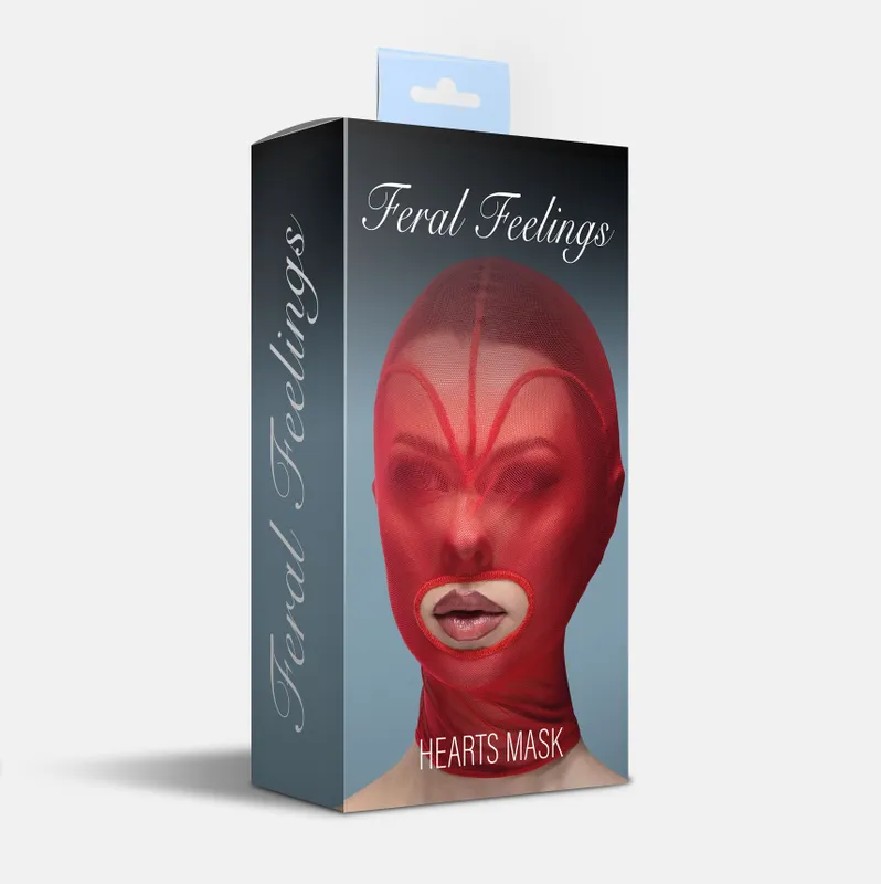 Маска Feral Feelings Hearts Hood Mask, червона