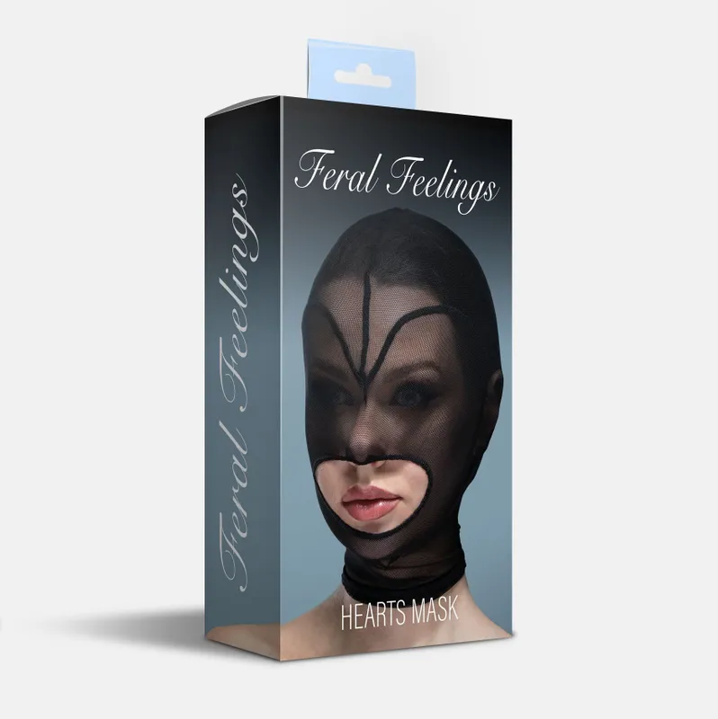 Маска Feral Feelings Hearts Hood Mask, чорна, з контуром серця навколо обличчя