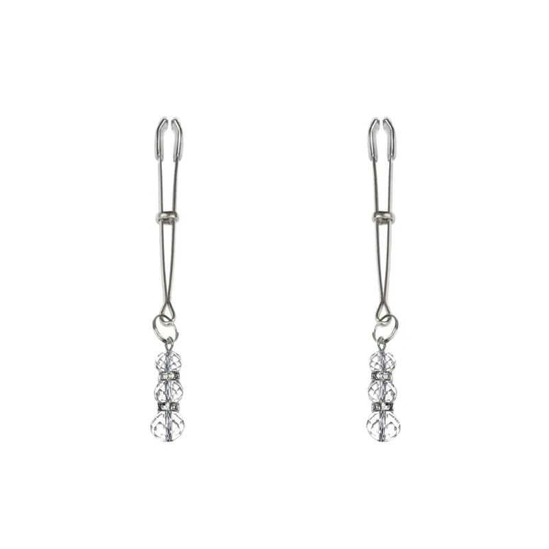 Затискачі для сосків Feral Feelings Thin nipple clamps, срібло/прозорий