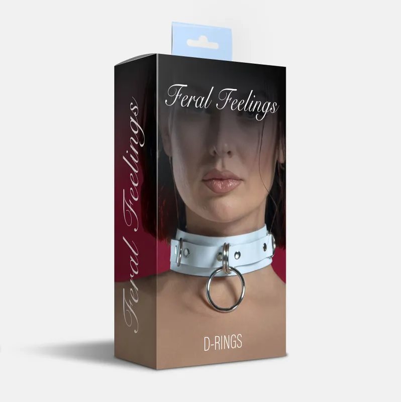 Нашийник Feral Feelings D-Rings White зі шкіри, білий