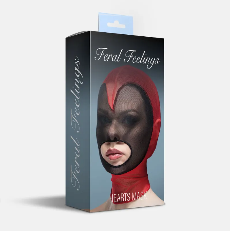 Маска Feral Feelings Hearts Hood Mask, червоно-чорна