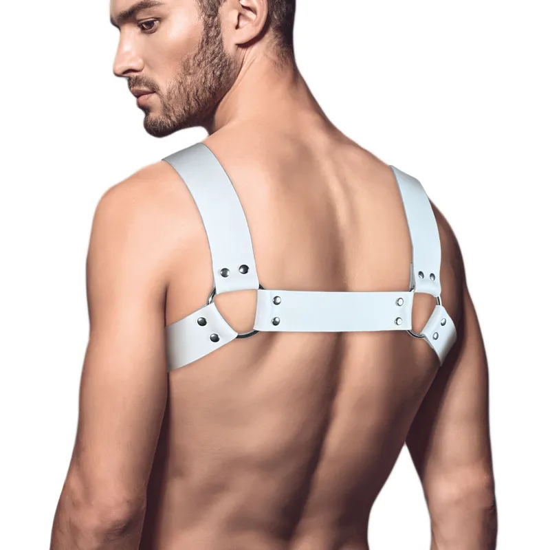 Чоловіча портупея Feral Feelings Bulldog Harness White, натуральна шкіра