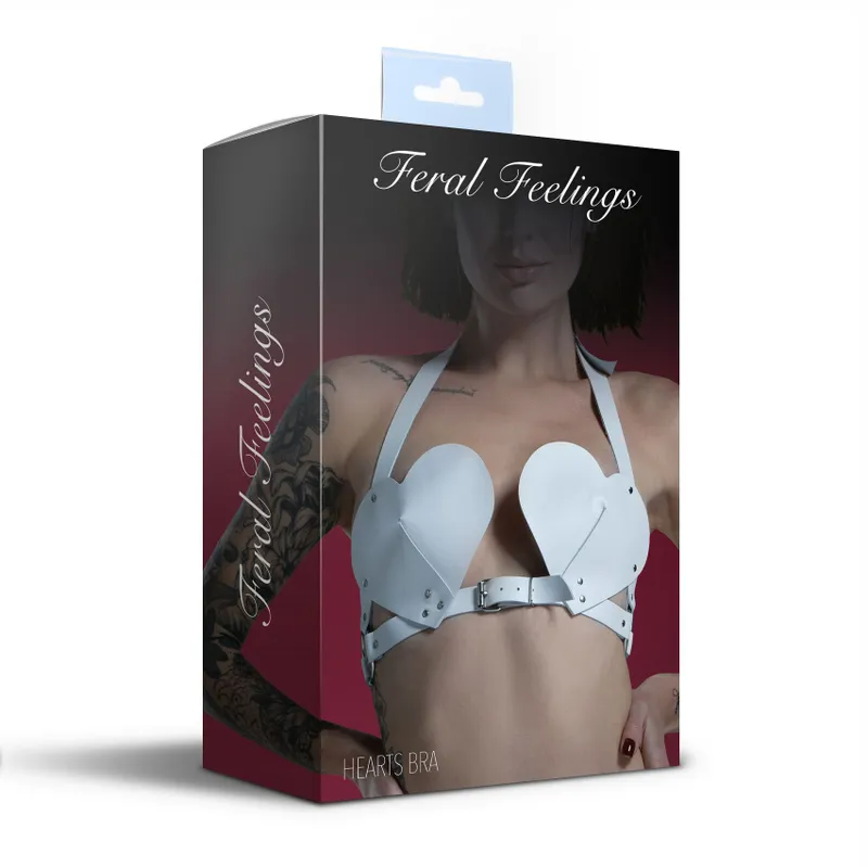 Ліф Feral Feelings Hearts Bra White з чашками у формі сердець
