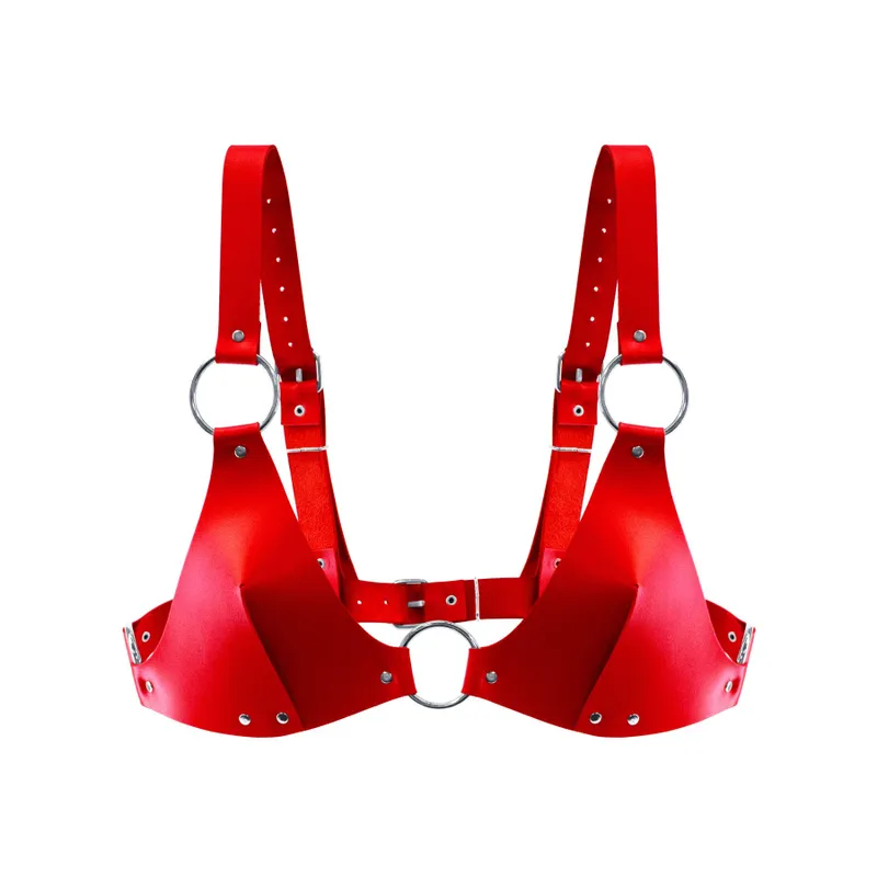 Топ з натуральної шкіри Feral Feelings Bikini Top Red