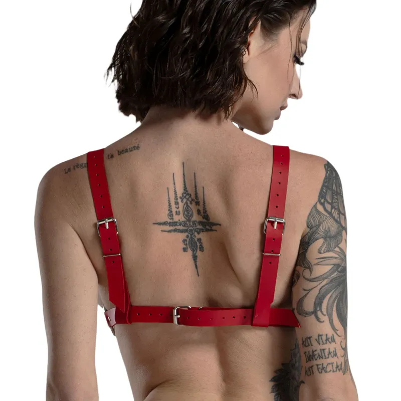 Топ з натуральної шкіри Feral Feelings Bikini Top Red