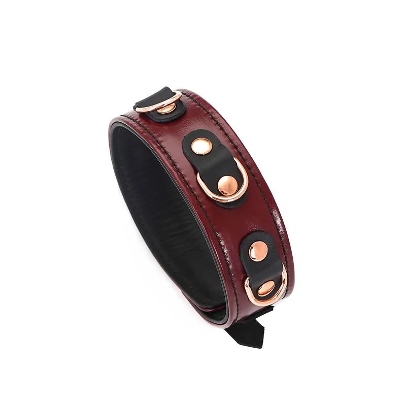 Шкіряний нашийник з повідцем Liebe Seele Wine Red Collar and Leash