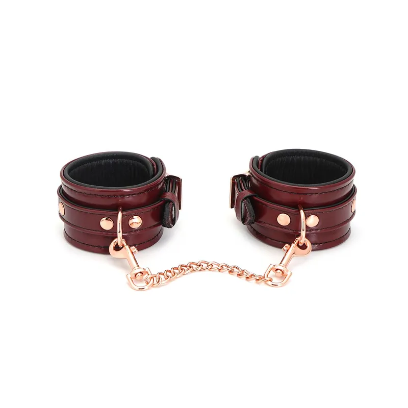 Шкіряні поножі Liebe Seele Wine Red Ankle Cuffs зі знімним ланцюжком