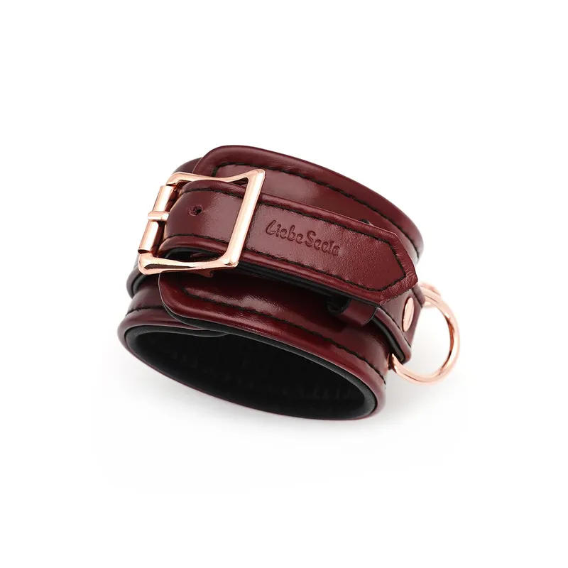 Шкіряні поножі Liebe Seele Wine Red Ankle Cuffs зі знімним ланцюжком