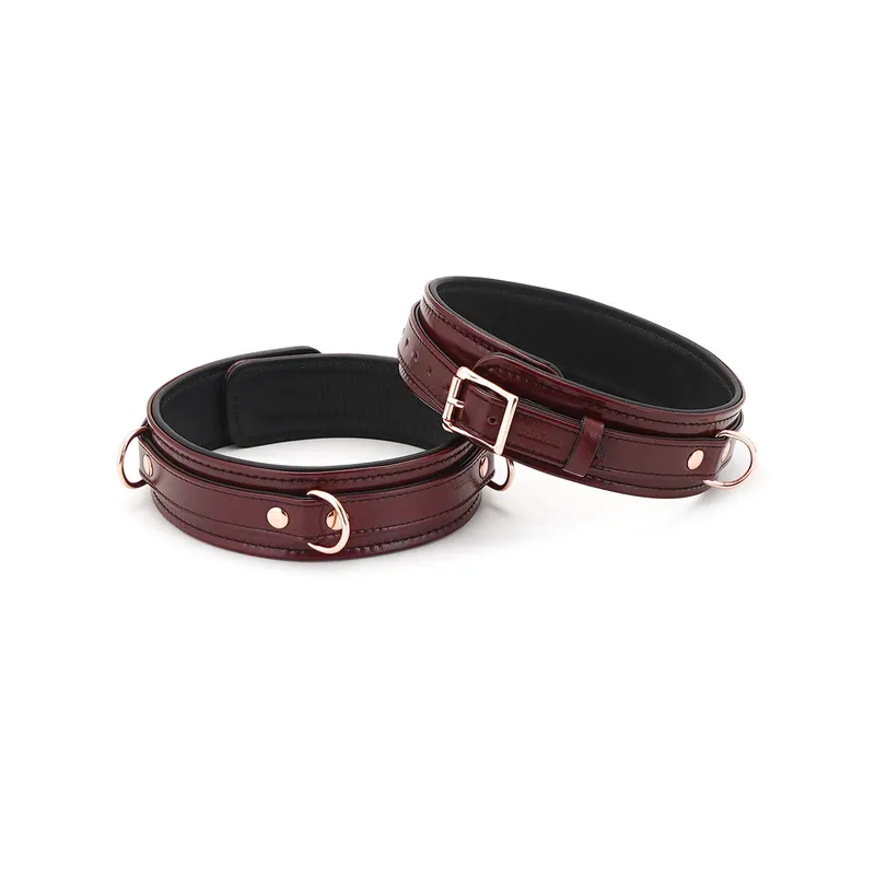 Фіксатори для стегон Liebe Seele Wine Red Thigh Cuffs L Size, натуральна шкіра