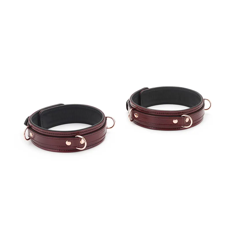 Фіксатори для стегон Liebe Seele Wine Red Thigh Cuffs L Size, натуральна шкіра