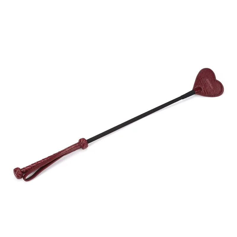 Стек Liebe Seele Wine Red Riding Crop with Heart-Shape Tip, натуральна шкіра