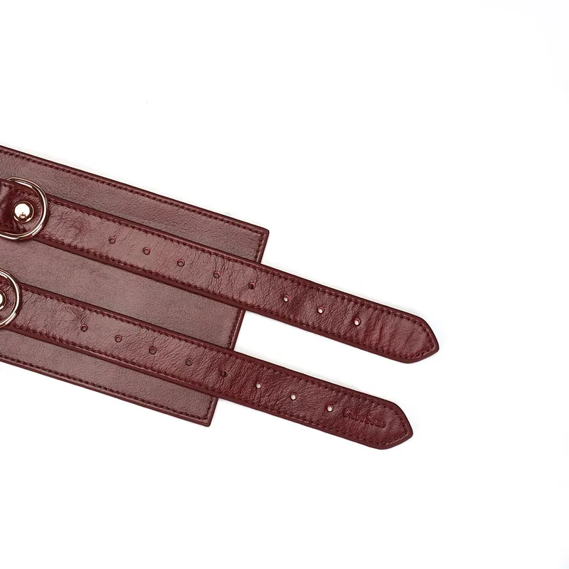 Шкіряний пояс для бондажу Liebe Seele Wine Red Waist Cuff, розмір L