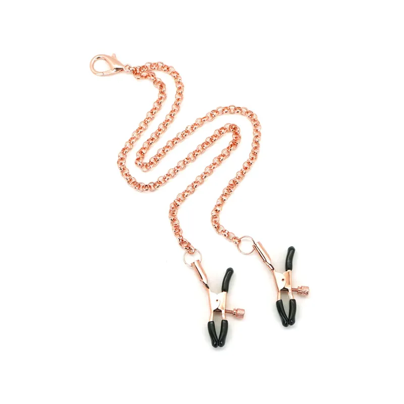 Нашийник із затискачами для сосків Liebe Seele Rose Gold Memory Collar, шкіра, рожеве золото