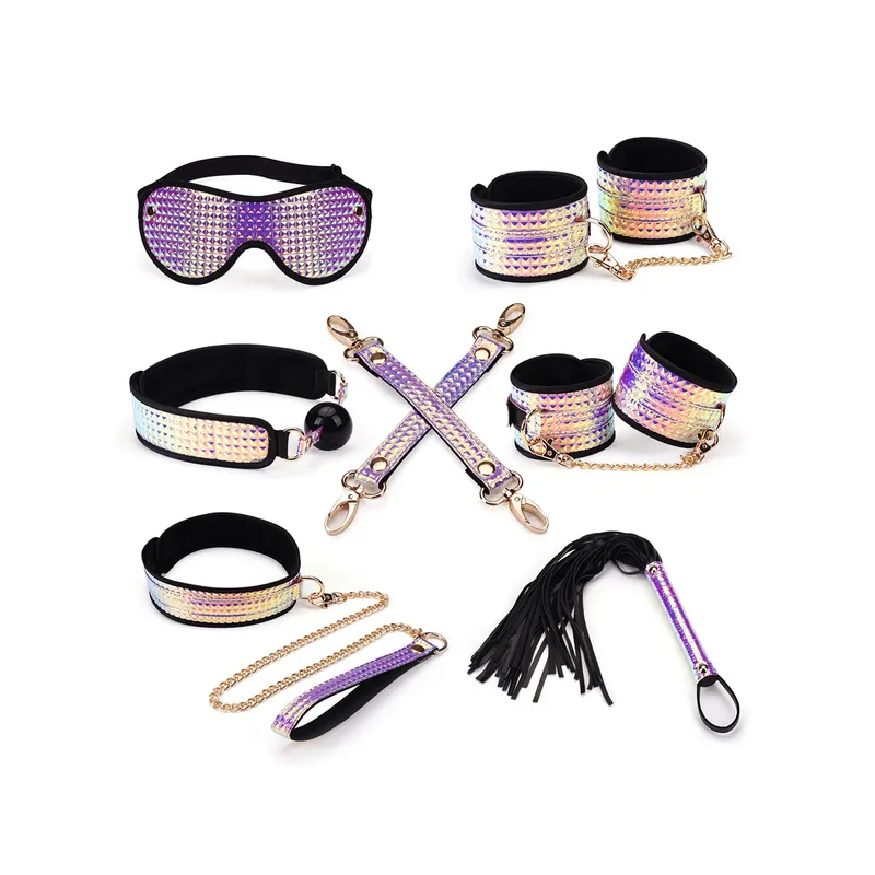 Набір Liebe Seele Pink Glossy 7pcs Bondage Kit для БДСМ, з нашийником, кляпом і флогером